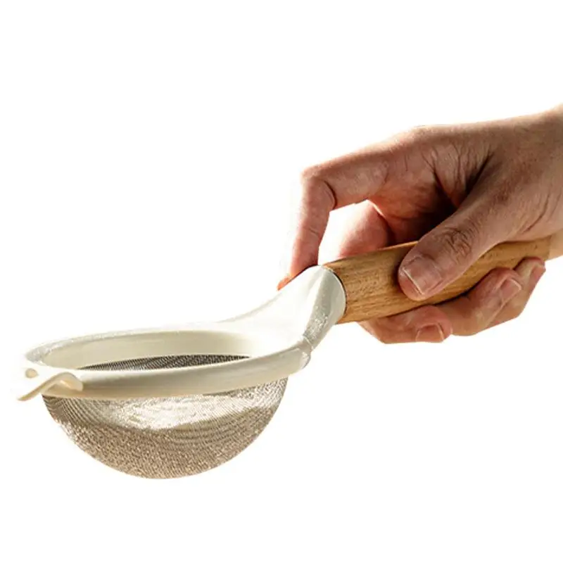 

Stainless Steel Fine Mesh Strainers Sieve Sifter Pastry Baking Tools With Long Wooden Handle Multipurpose Kitchen Accessories