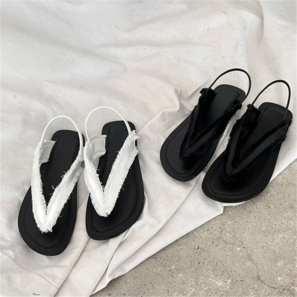 

Silk Clip Toe Flats Sandals Women 2023 Summer New The Row Herringbone Slippers Sandals Luxury Brand Real Leather Summer Shoes