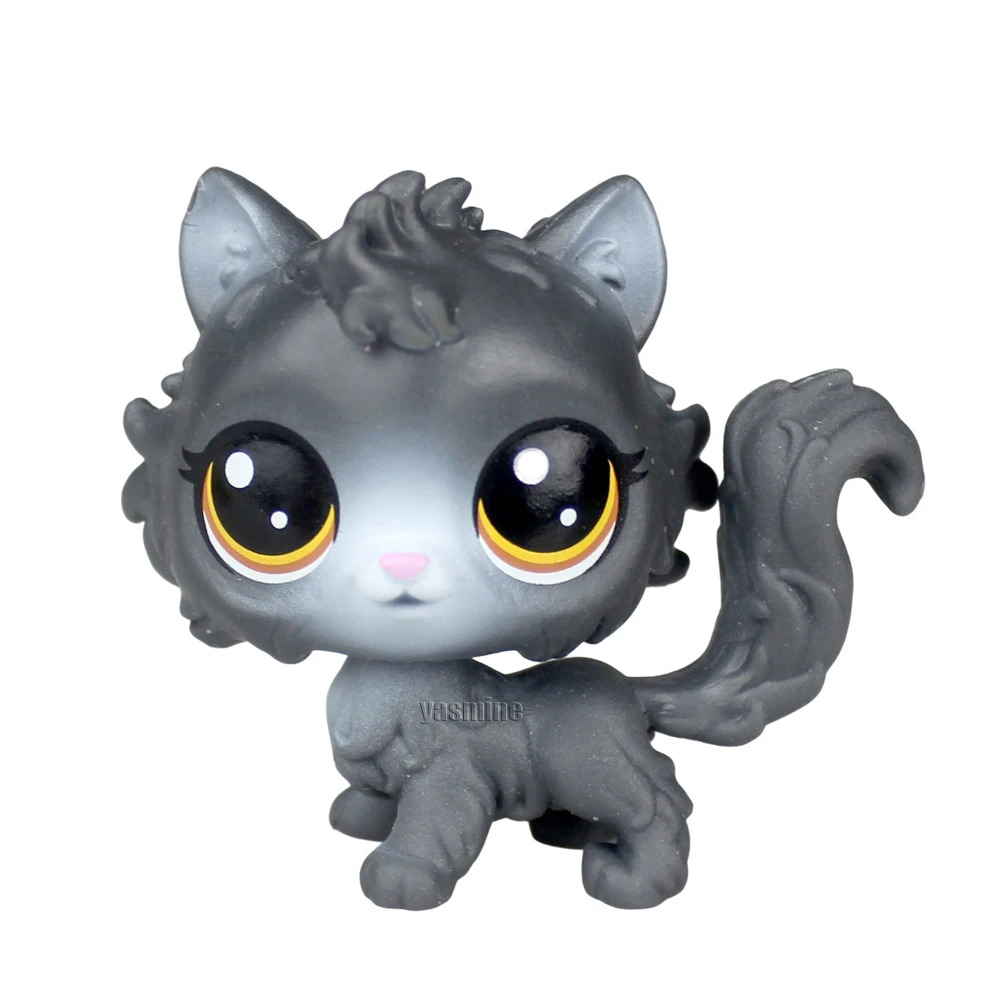 

YASMINE Pet Shop Black Grey Cat Figure lps Long Hair Kitty