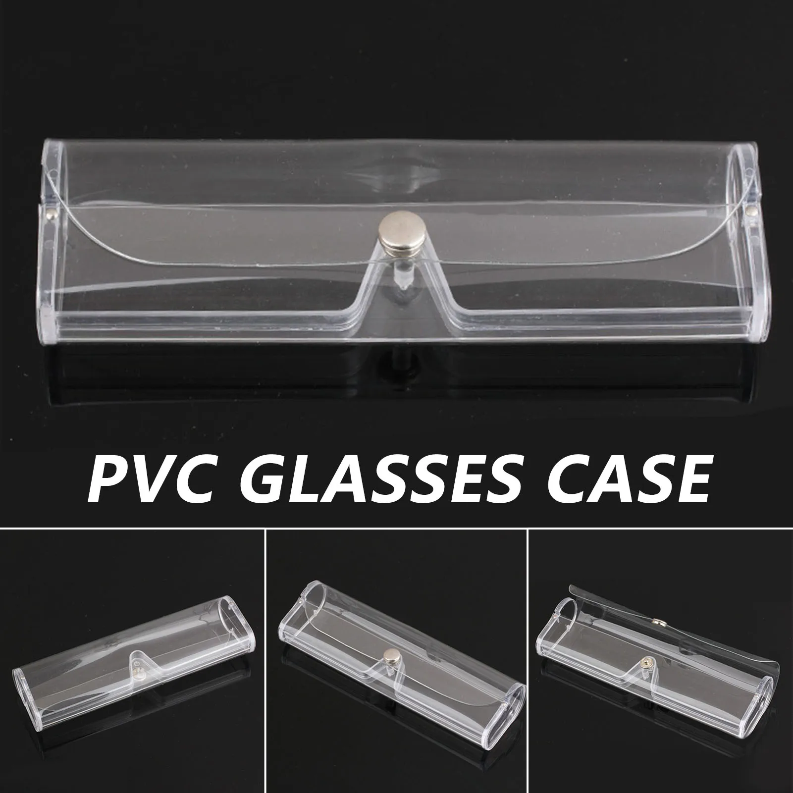 

Soft Eyeglass Case Rectangular Clear PVC Solid Hinge Plastic Sunglass Box Button Closure Large Opening Lightweight Classic