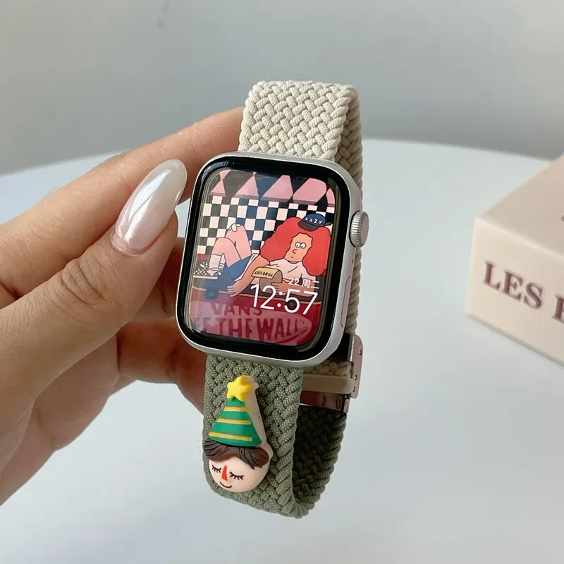 Плетеный ремешок-петля для Apple Watch Band S10 42/46 мм 38/40/41 Эластичный нейлоновый браслет