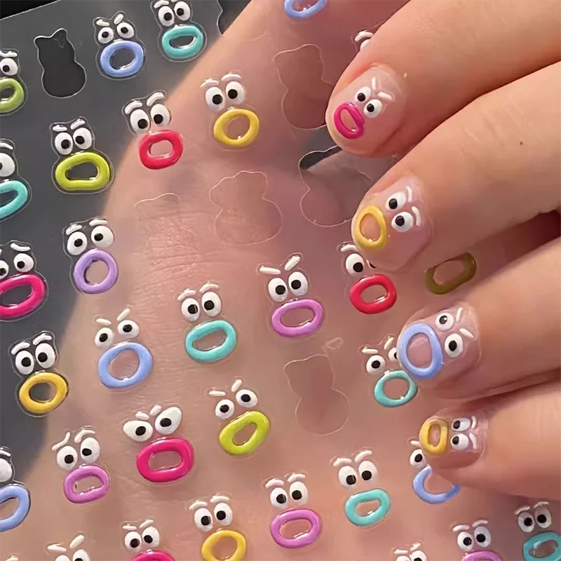 

Catone Cute 3D Relief To Make Weird Big Mouth Beep Sticker Nail Charm 2023 New Graffiti Nail Sticker Nail Accessories