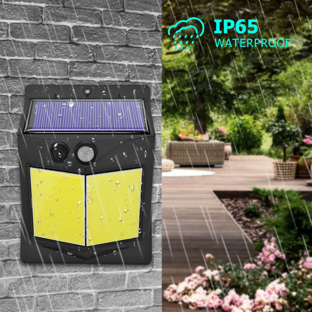 

Уличная настенная лампа на солнечной батарее, уличный светильник для дорожек, 3 режима, 40/60/80/96 светодиодов, IP65, водонепроницаемый для ландша...