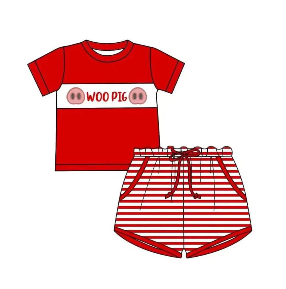 

Boutique Baby Toddler Boys Set Toddler Kids Short Sleeve Shorts Red 2pcs Wholesale Cute Kids Clothes