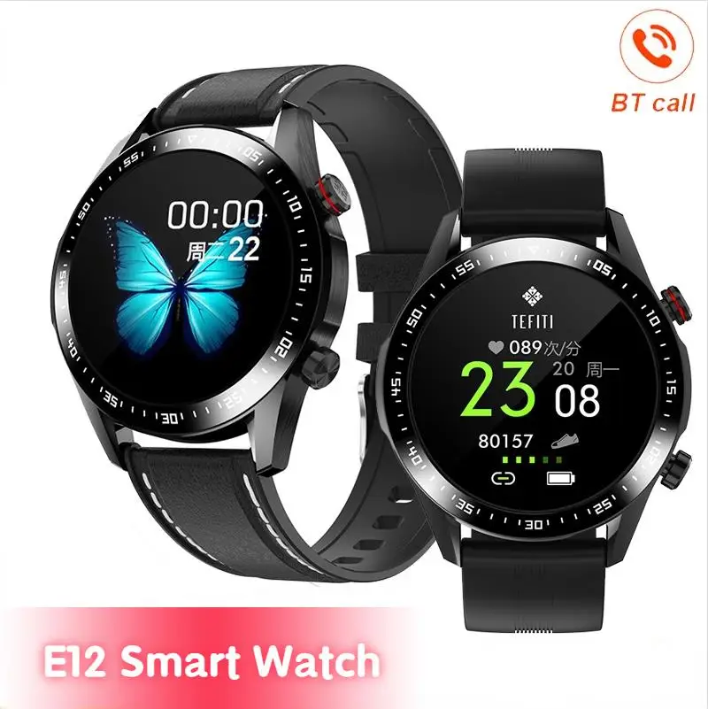 

E12 Smart Watch Men Bluetooth Call Blood Pressure Oxygen Heart Rate Fitness Tracker Monitor DIY Round Watch Women Smartwatch