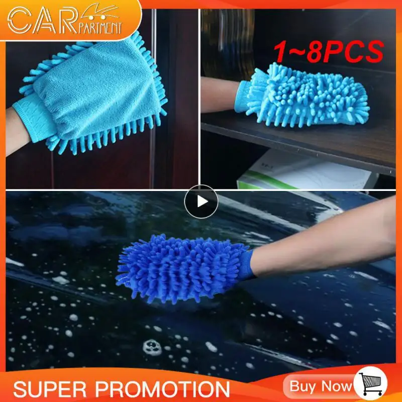 

1~8PCS Car Cleaning Glove Microfiber Car Wash Handschoenen Car Cleaning Tool Multifunctionele Cleaning Glove Car Wash