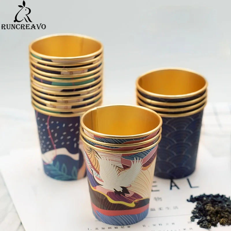 

Gold Foil Paper Cup Home Use and Commercial Use High-end Disposable Cup Thickened Water Cup Tea Cup