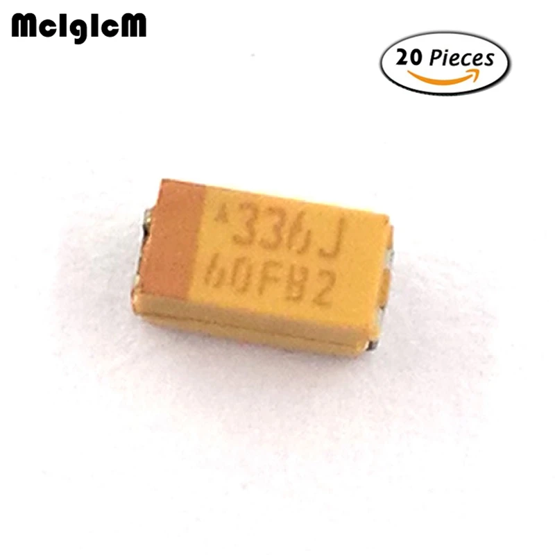 

MCIGICM 20pcs A 3216 33uF 6.3V SMD tantalum capacitor