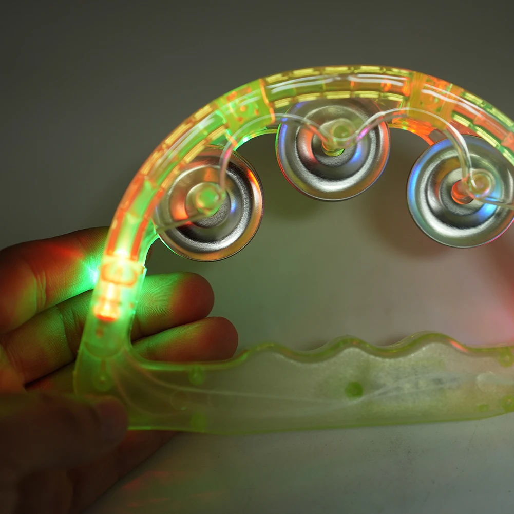 

Flashing Tambourine LED Light Up Sensory Toy For Kids Musical Instrument Shaking Noisemakers Concert Parties Shaking Toys