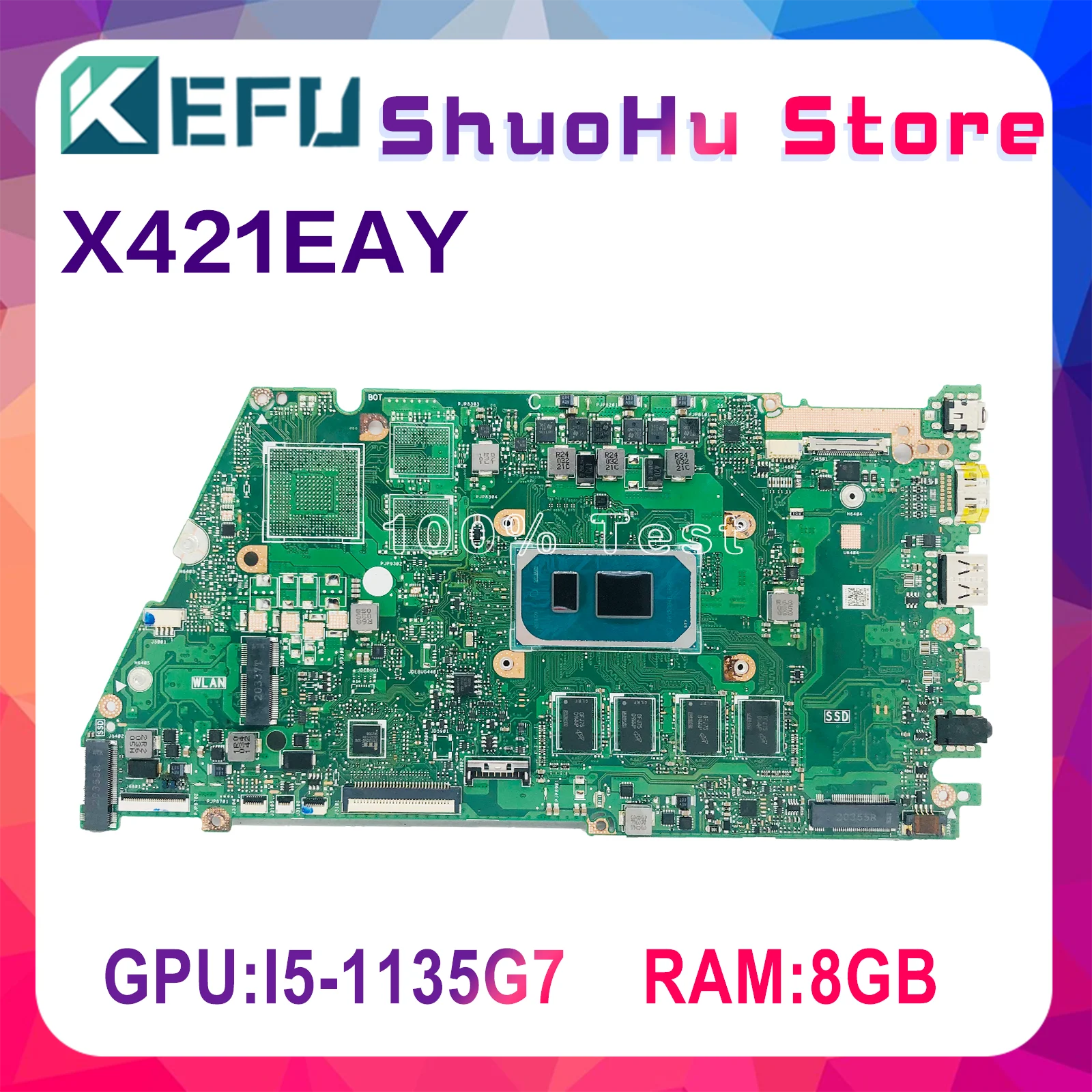 

Оригинальная Женская материнская плата KEFU X421EAY X421EA I421EA R421EAY X421E X421EAYB для ноутбука, Женская материнская плата 8 ГБ/ОЗУ UMA 100%, тест