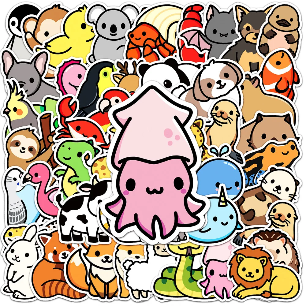 

10/30/50pcs Cartoon Animals Graffiti Stickers for Laptop Phone Water Bottle Suitcase Cute Cartoon Graffiti Kid Toy Sticker Decal