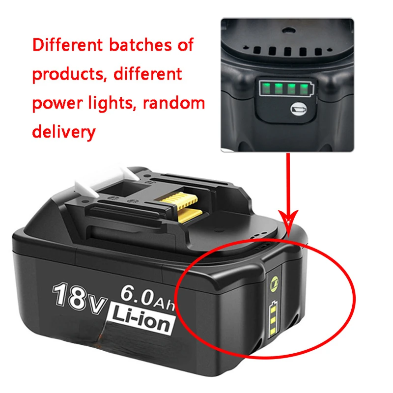 

100% Original For Makita 18V 6000mAh Rechargeable Power Tools Battery with LED Li-ion Replacement LXT BL1860B BL1860 BL1850