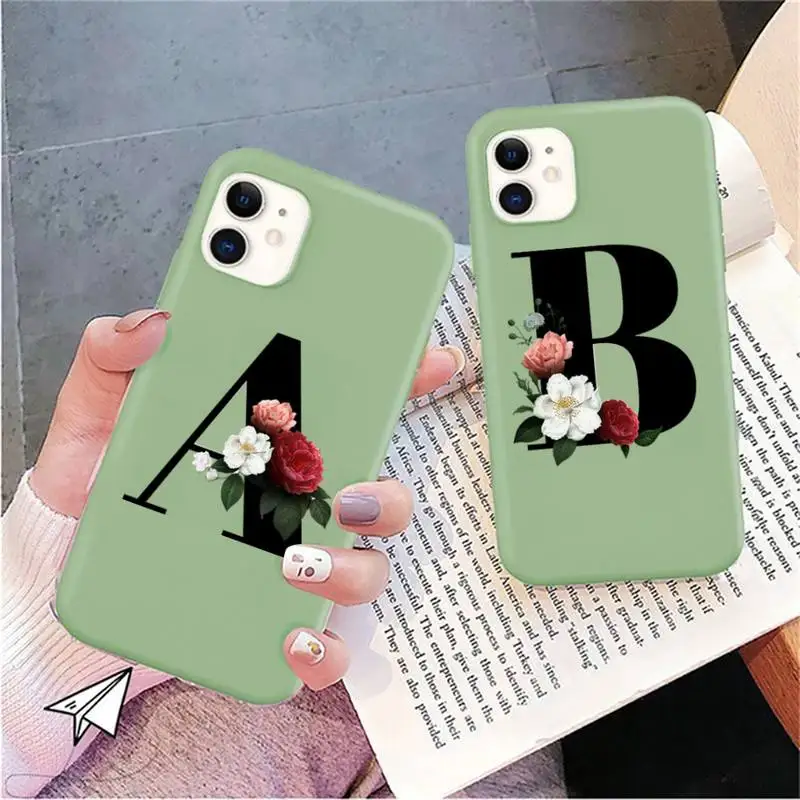

Fashion Letter Clear Flower Phone Case for iPhone 14 11 12 13 Mini Pro Xs Max 8 7 6 6S 14 Plus X XR Solid Candy Color Case