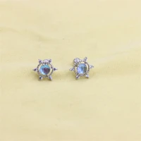 zfsilver 925 sterling silver korean diamond set blue pink zircon star screw ball stud earring jewelry for women charm party gift