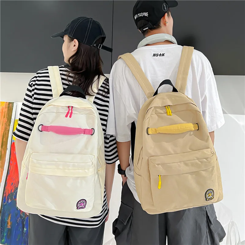 

Fashion Canvas Backpack Women Solid Color College Student Schoolbag For Teen Girls Boys Bookbag Unisex Male Travel Bag Backpacks