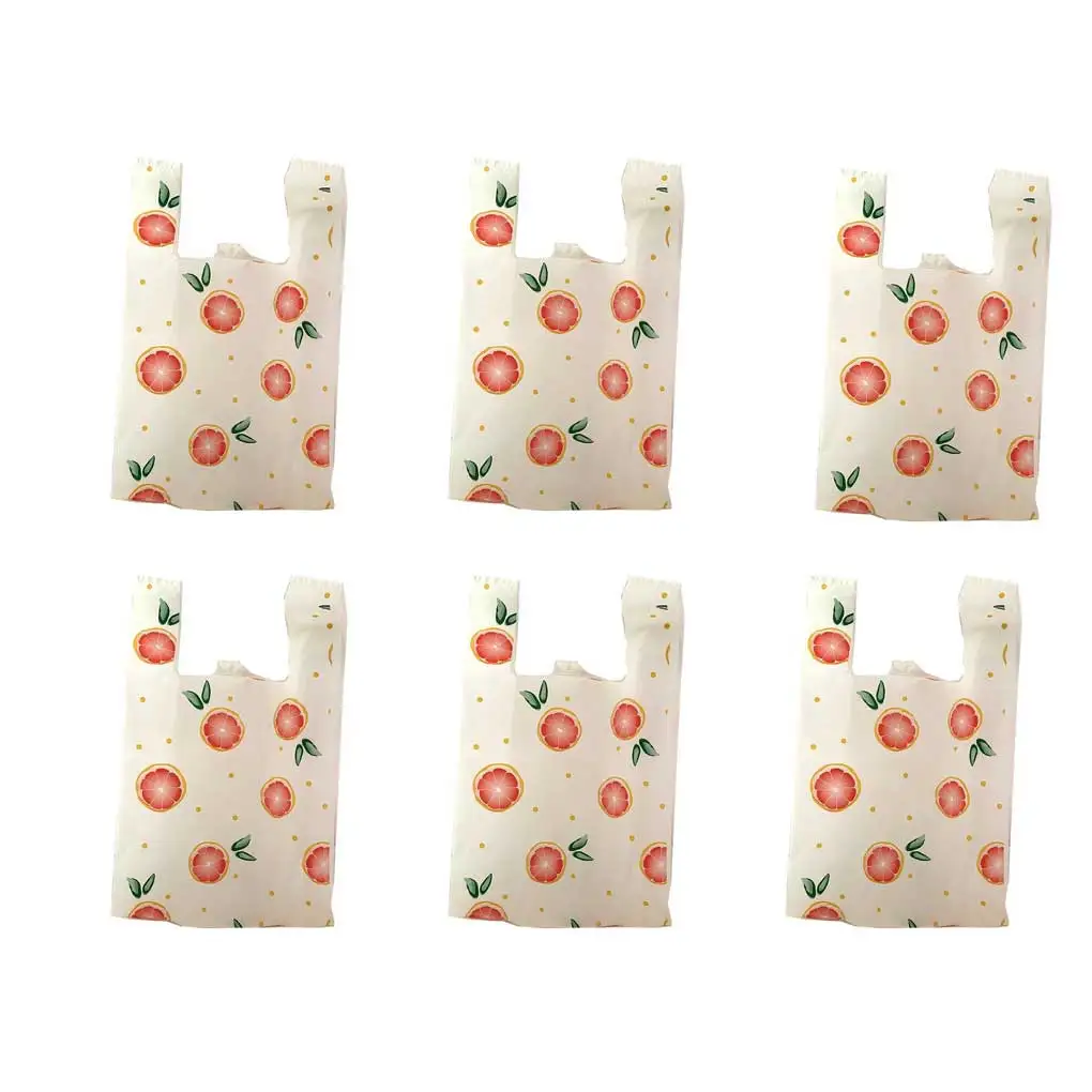 

50 Pieces Shopping Bag Printing Supermarket Store Mall Food Vegetable Storage Handbag Portable Organizing Tote Pouch