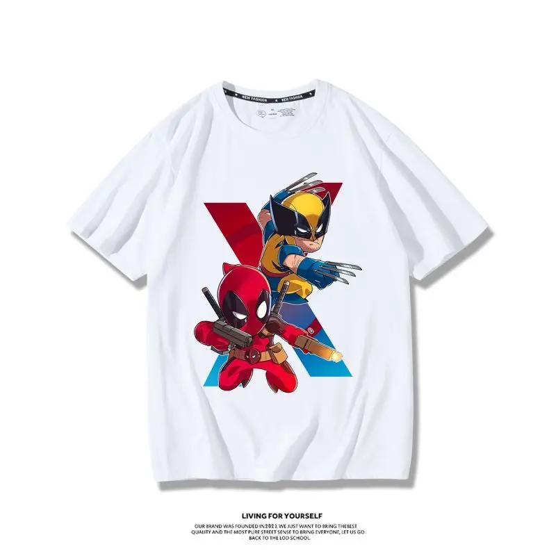 Летние мужские хлопковые топы для фитнеса с коротким рукавом и принтом Дэдпула 3