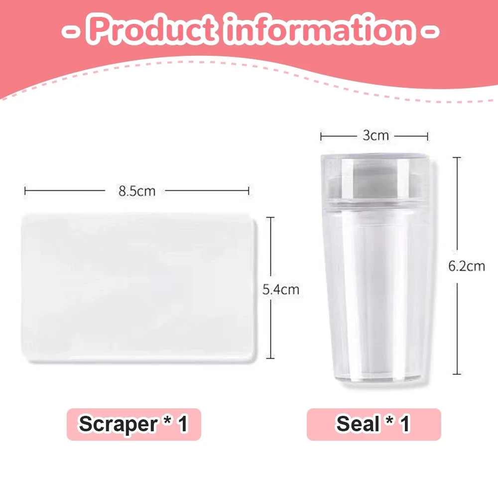 Набор для французского маникюра с прозрачным штампом для ногтей, скребком, стенсилами и головками Jelly Head.