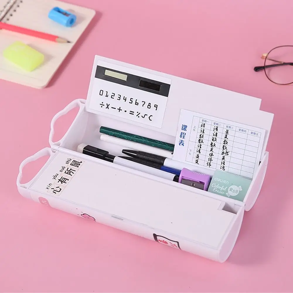

School Supplies Portable Cylindrical Multifunction Pen Storage Holder Pencil Box Calculator Pen Case