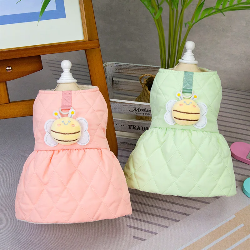 Зимнее теплое платье для собаки удобное пальто щенка утепленная одежда домашних