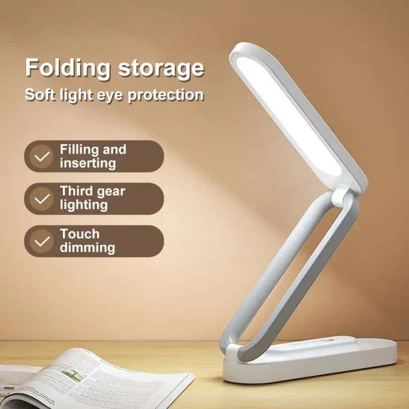 

LED Folding Desk Lamp Reading Eye Protection 3-Level Dimming Lighting Table Lamps Bedside Living Bedroom Charging Night Light
