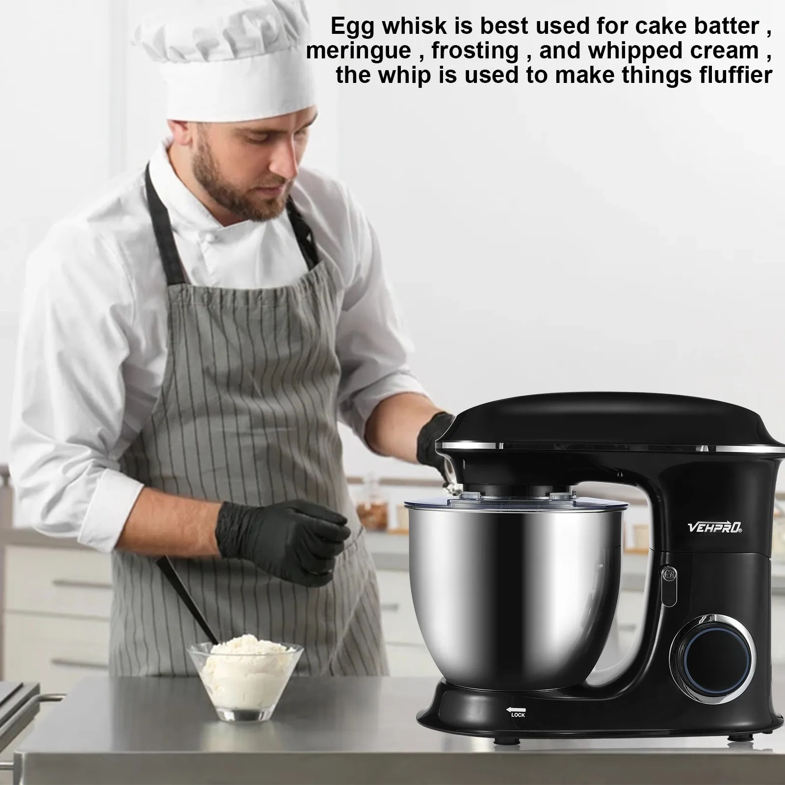 Вертикальный миксер 1500 л Вт 6-Скоростной пищевой с наклонной головкой и чашей для