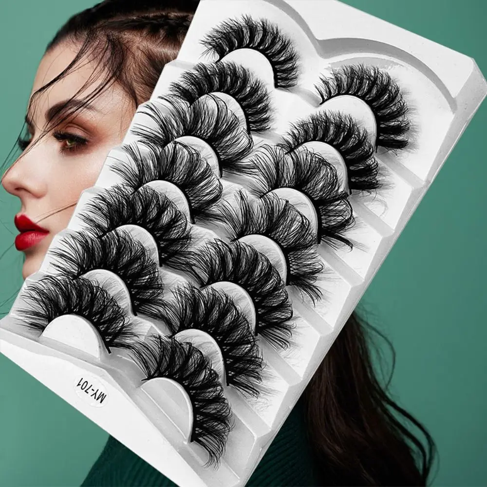 

7pair/box New Fuffy Lashes Women Beauty 8D Faux Mink Eyelashes False Eyelashes Thick Long Eye Lashes Eye Extension