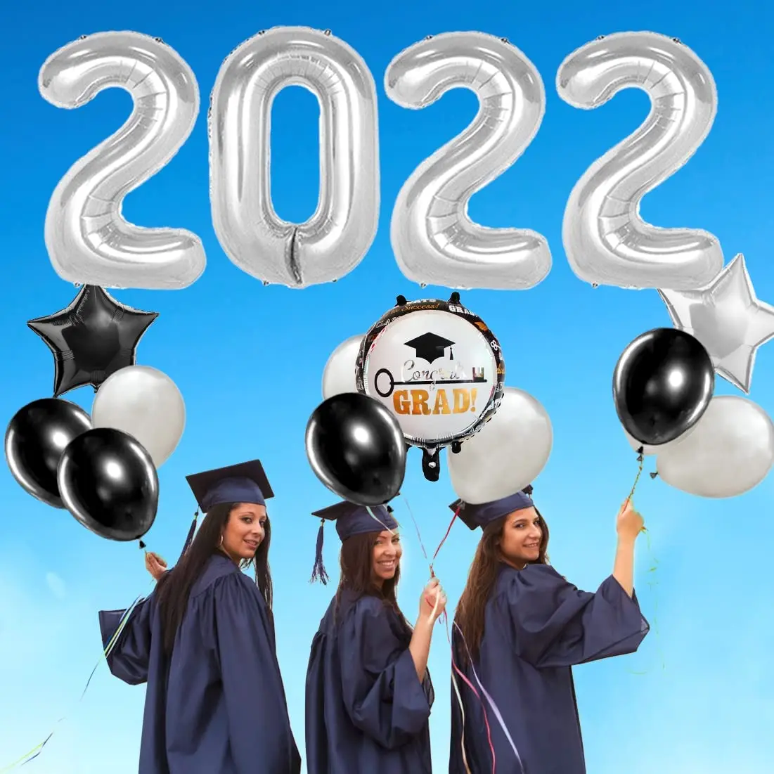 

Черно-серебряный латексный шар CHEEREVEAL с сертификатом круглая звезда, фольгированный шар Bnner для мальчиков и девочек 2022, товары для выпусквеч...