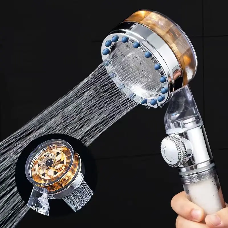 

New Arrival Pressurized Double Filter Shower Head One Key To Adjustable Water Saving Rainfall Hand Hold Round Spray Nozzle