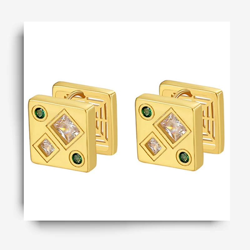 

Euramerican INS Style Cool Girls Earrings Fashion Vintage Personality Stereoscopic Square Geometric Ear Buckle For Women Jewelry