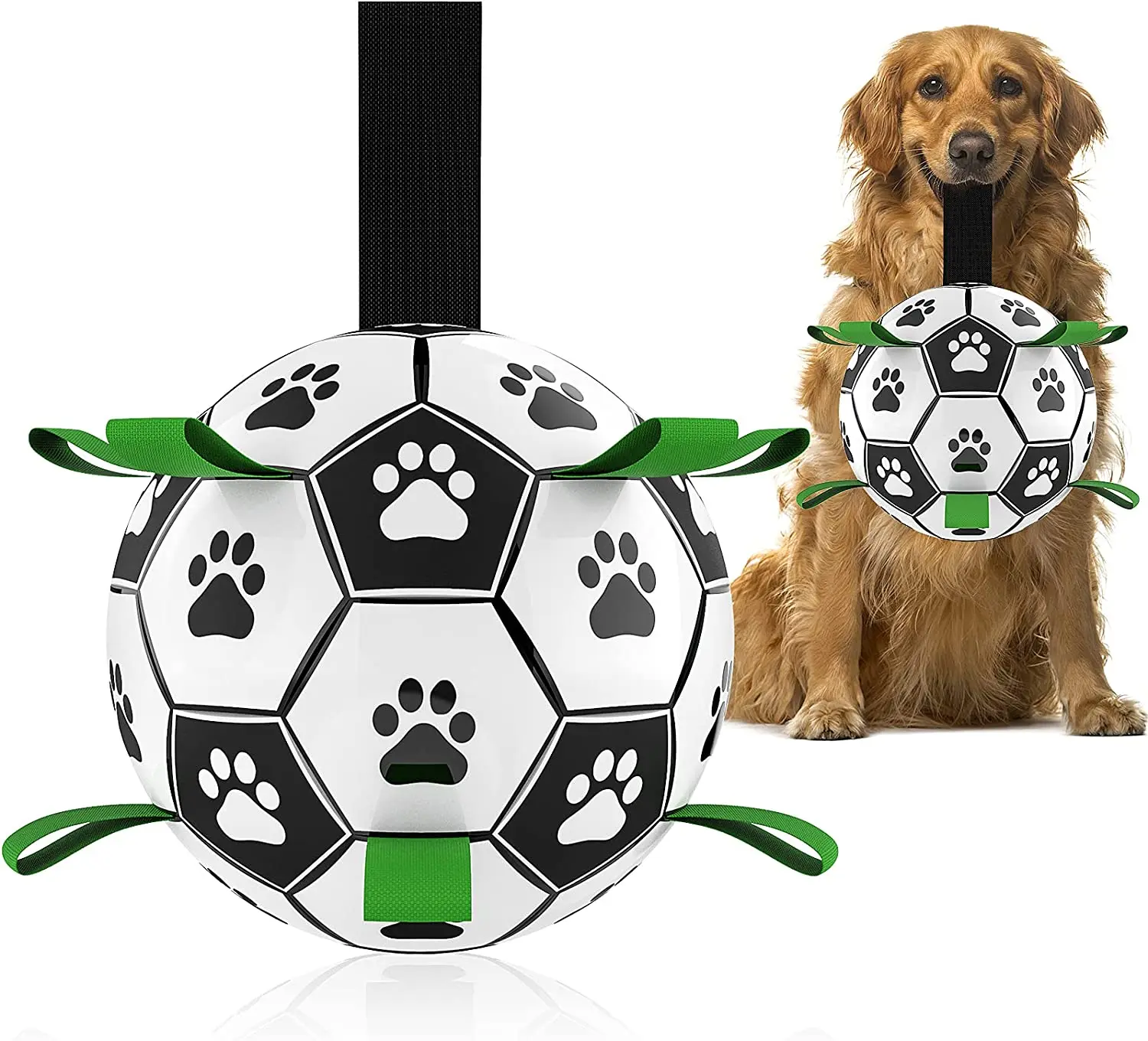 

Dog Toys Soccer Ball with Straps Interactive Toy for Tug of War Puppy Birthday Gifts Water Toy Dog Balls for Medium Large Dogs