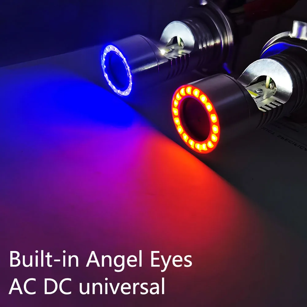 1 шт. мотоциксветильник фара H4 BA20D H6 красный/синий глаз ангела светодиодный