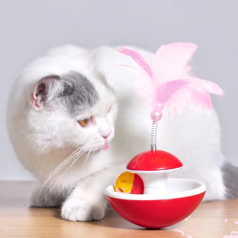 

Игрушки для кошек, пластиковая игрушка-стакан для домашних животных с драпировкой и перьями, подходит для маленьких кошек, средних и больши...