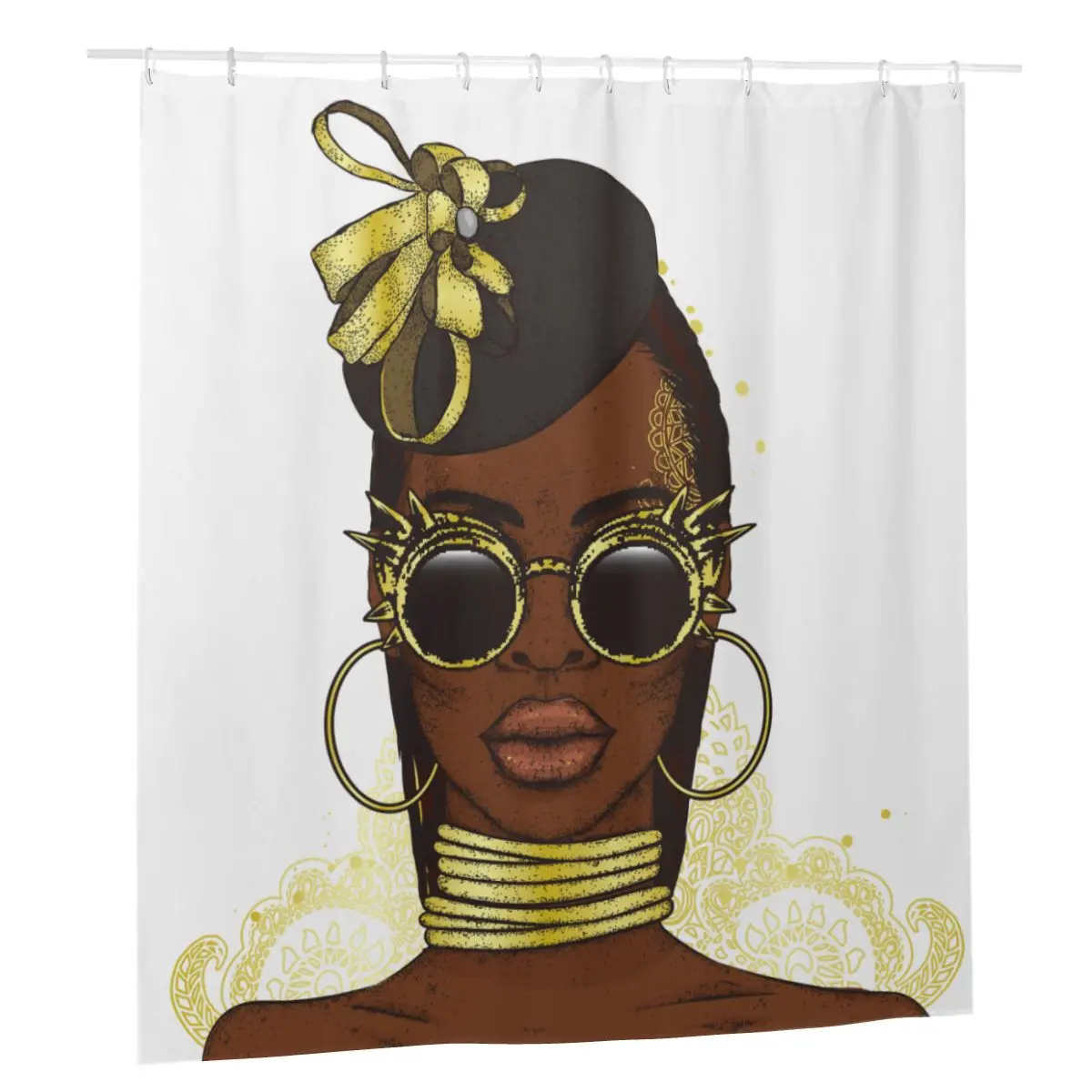 

Beautiful African Afro Girl Shower Curtains Polyester Bath Curtain American Black Woman Bathing Screen Curtain for Bathroom
