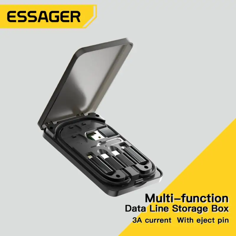 

Pd 60w Data Cable Storage Box Multifunctional Type C Micro Cable Essager 4 In 1 For Iphone Xiaomi With Holder Storage Box