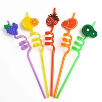 5pcs new fruit shaped straws food grade plastic summer cold drink straws childrens cartoon reusable