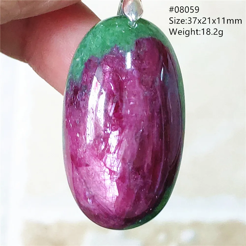 Natural Red Ruby Tumbled Pendant Necklace Women Men Star Light Watermelon Ruby Zoisite 925 Sterling Silver Jewelry AAAAAA images - 6