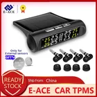 E-ACE Солнечная энергия автомобиля TPMS система контроля давления в шинах автоматическое устройство мониторинга цифровой светодиодный дисплей Температура охранной сигнализации