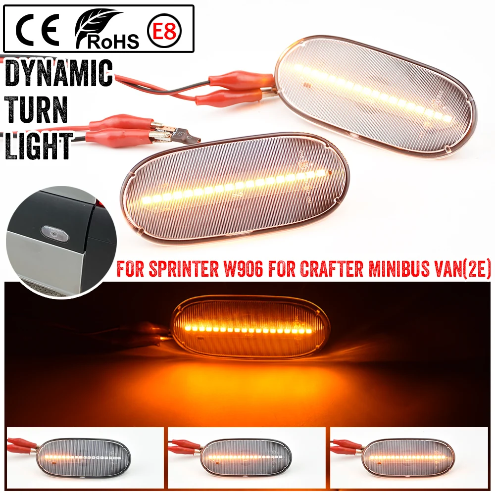 Для VW Crafter Mini 2006 Benz Sprinter W906 Динамический светодиодный боковой габаритный фонарь