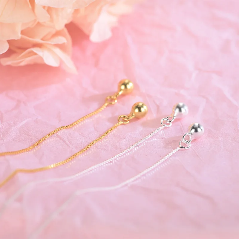 Женские серьги-гвоздики из серебра 925 пробы с бусинами