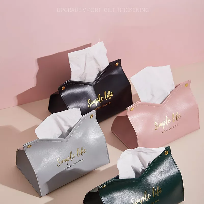 

PU Leather Tissue Box Car Tissue Box Desktop Napkin Tissue Box Storage Box Home Living Room Decoration