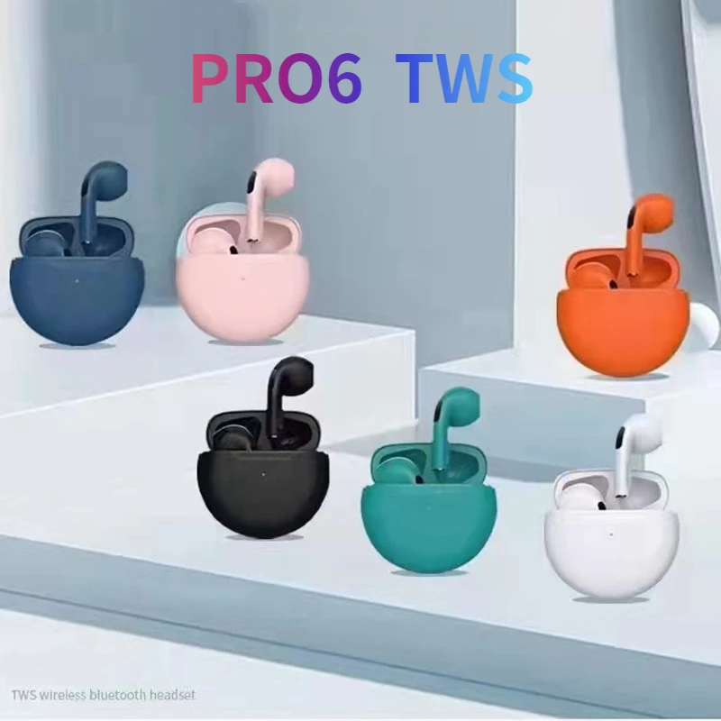 

Bluetooth Earbuds Air Pro6 Wireless Earbuds Waterproof Bluetooth Headphones Bass Sound Earphones with Mics Touch Control in-Ear