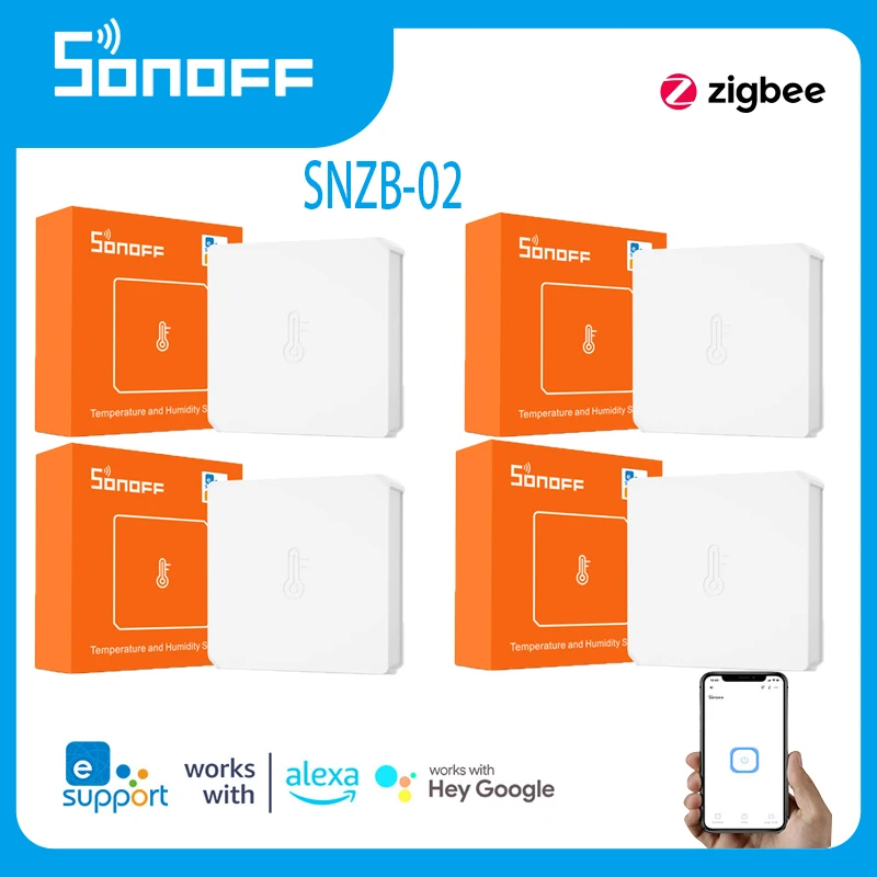 

1pcs Sonoff SNZB-02 Zigbee Temperature Humidity Sensor SNZB-02 Smart Hygrometer Thermometer Works With Alexa Google Ewelink App