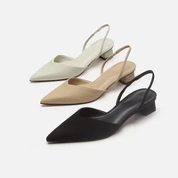 tophqws simple summer sandals woman 2022 retro pointed toe pumps elegant shallow women shoes heels designer slingback sandals