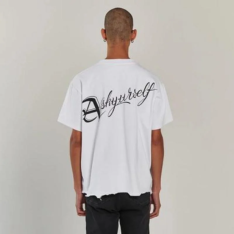 

Футболка Askyurself для мужчин и женщин, стильная рубашка с принтом надписи с повреждениями, 100% хлопок, европейские размеры, модные летние бермуд...