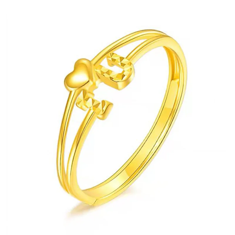 

Pure 18K 999 Yellow Gold Ring for Women Girlfriend Classic Lover Rings Christmas Valentine's Day Gifts Jewelry Never Fade