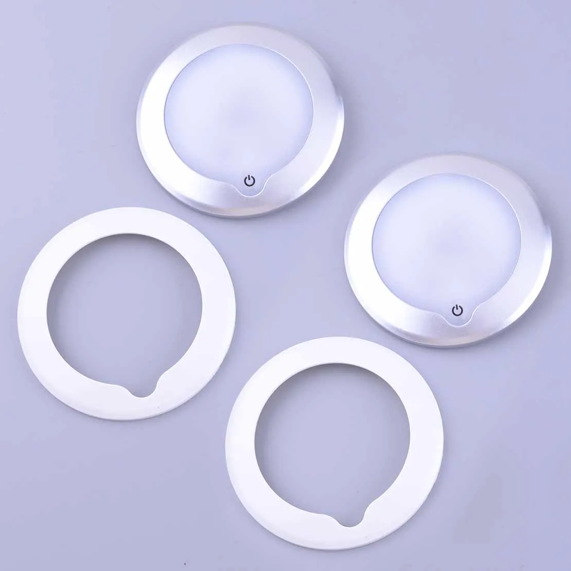 

2Pcs 3000K-3300K 2.4W Ultra Thin LED Round Ceiling Light Dimmer Touch Down Lamp Plastic Fit for RV Camper Boat 9-30V