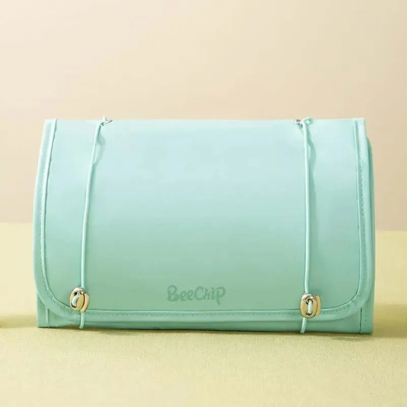 Органайзер на молнии с застежкой для кистей и макияжа голубой 24*15 см