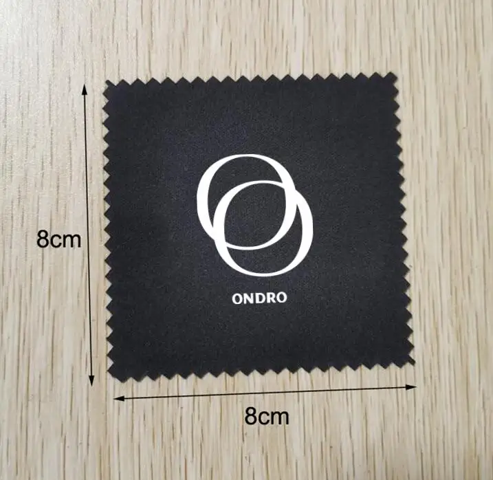 300 Pieces 8*8cm Black Silver Polishing Cloth Printed With The Same White Logo OPP Bag Individually Wrapped