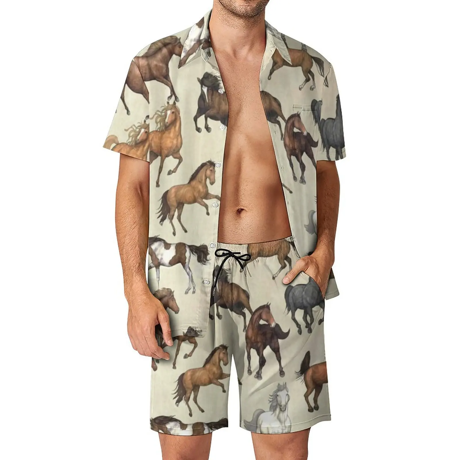 

Sunset Horse Men Sets Horses Riding Funny Casual Shorts Fitness Outdoor Shirt Set Aesthetic Graphic Suit Plus Size Clothes